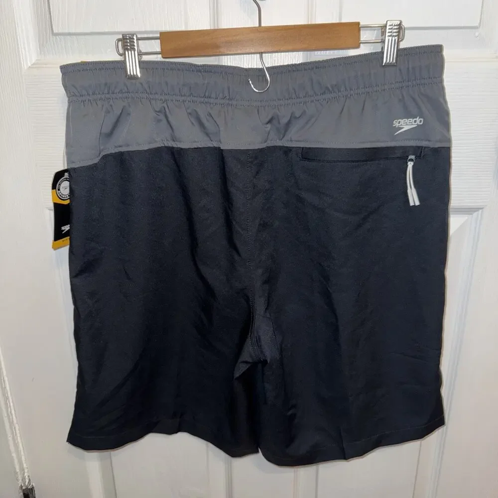 NEW Speedo Men’s Black Swim Trunks Lined SPF‎ 50 Size XL